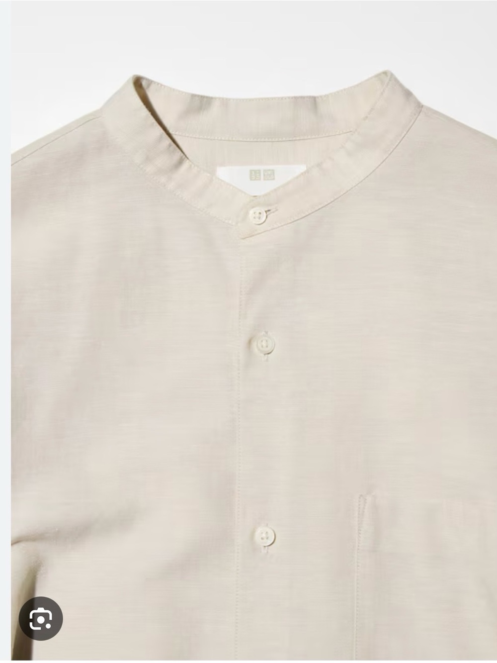Uniqlo light beige Linen Blend Stand Collar Button-Up Shirt XS